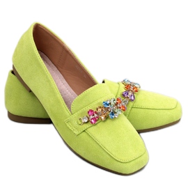 Davitian Green rhinestone loafers