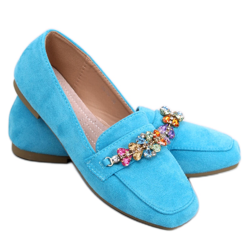 Davitian Blue cubic zirconia loafers