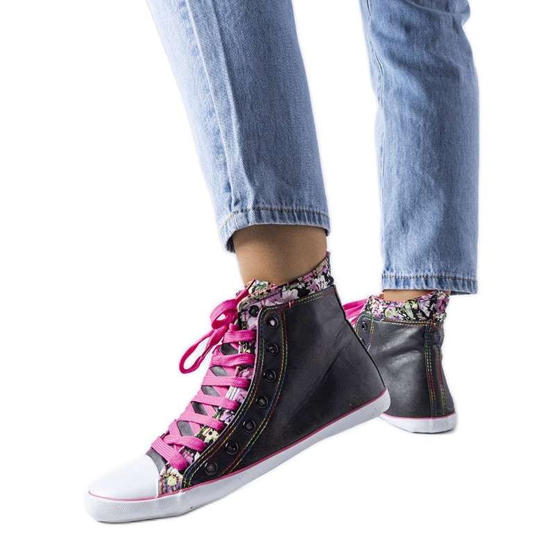 Black floral ankle boots from Marphisa