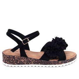 Wedge sandals with flowers from Hahn Black