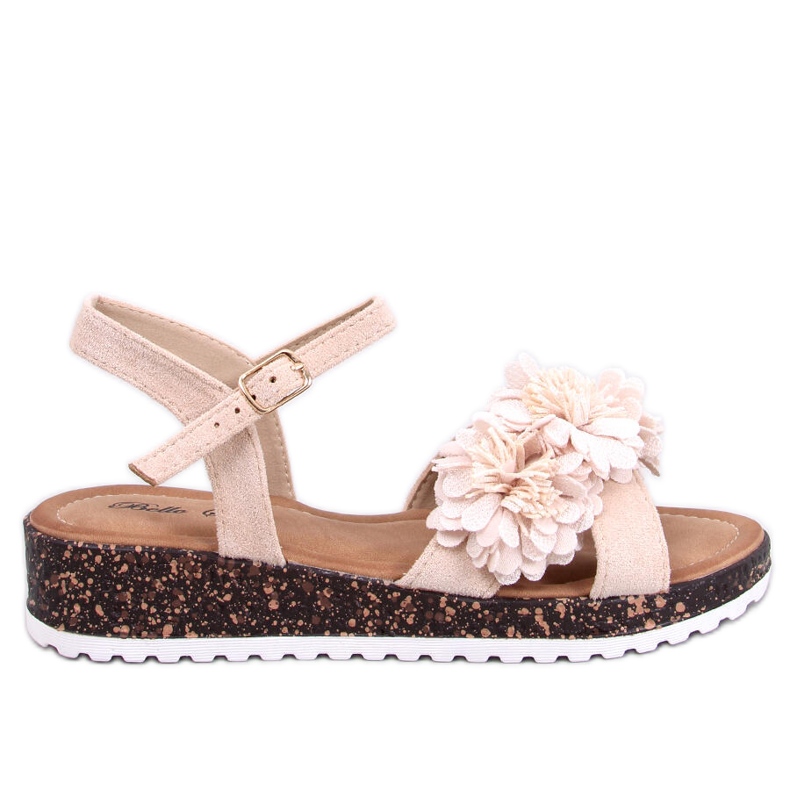 Hahn Beige floral wedge sandals