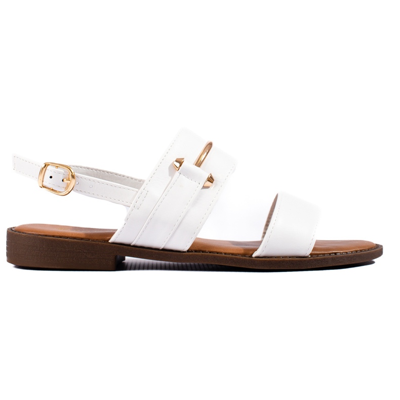 W. Potocki White women's sandals with a gold decoration from Potocki