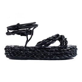 Black Shelovet woven platform sandals Black Shelovet woven platform sandals