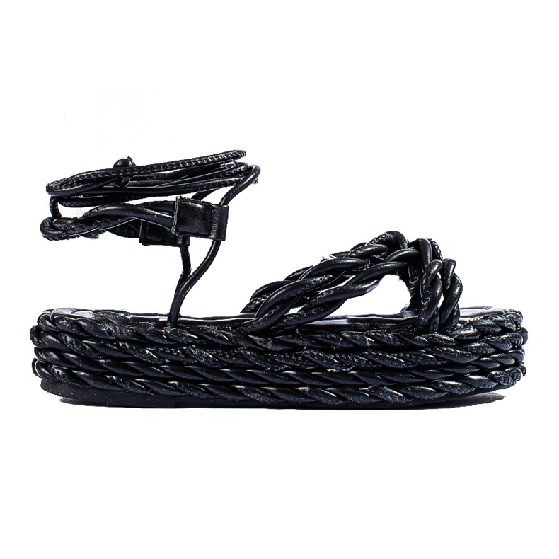 Black Shelovet woven platform sandals