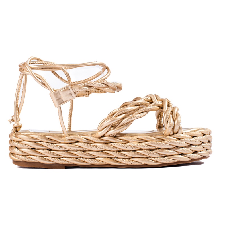 Shelovet gold woven platform sandals golden