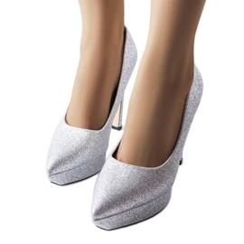 Silver brocade heels from Proulx