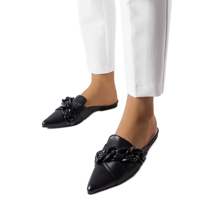 Black elegant sandals with chain from Patenaude