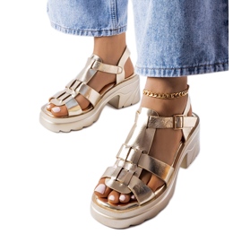 BM Sunset gold stiletto heel sandals golden