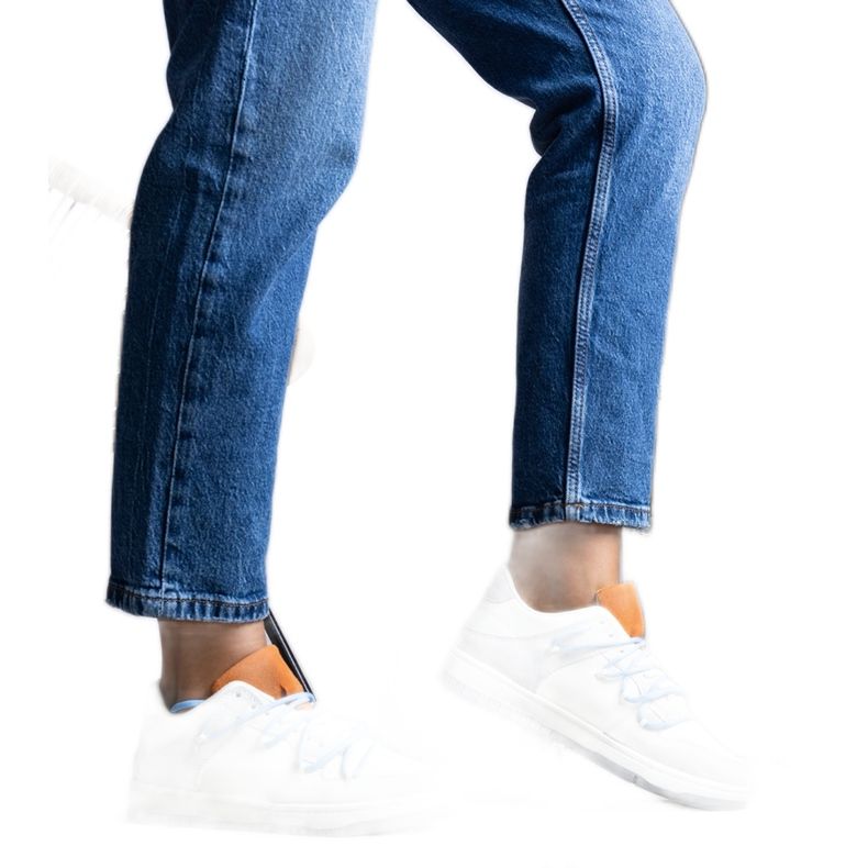 Aucoin gray sneakers with blue laces white