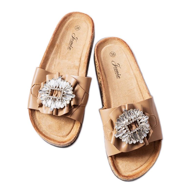 Brown slides with cork soles from Roy