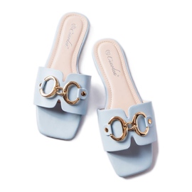 Blue elegant slides with chain from Corbin Blue elegant slides with chain from Corbin