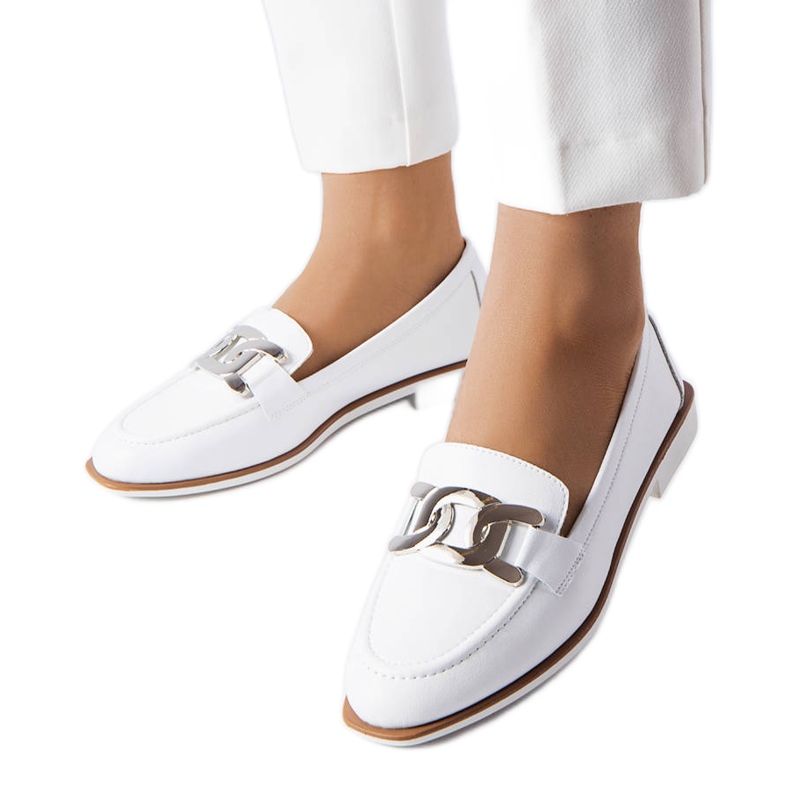 White buckle loafers from Henrique