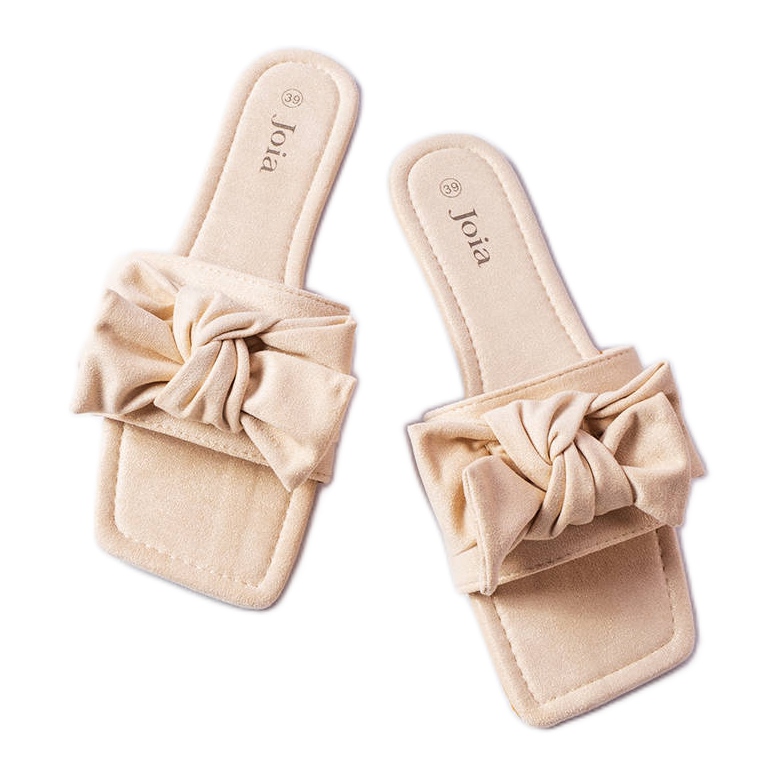 BM Beige elegant sliders with a bow from Thériault