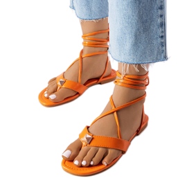 Orange lace-up sandals from Marleau