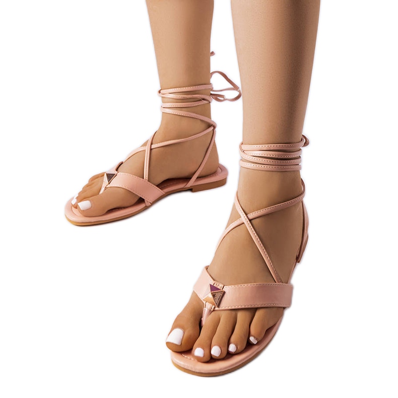 Pink lace-up sandals from Marleau