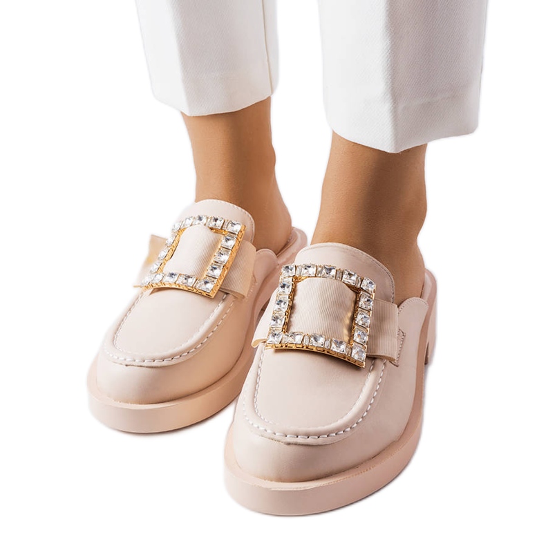 Beige slides with a built-in toe from Columbus
