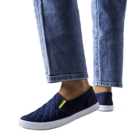 Navy blue quilted slip-on sneakers from Gregory