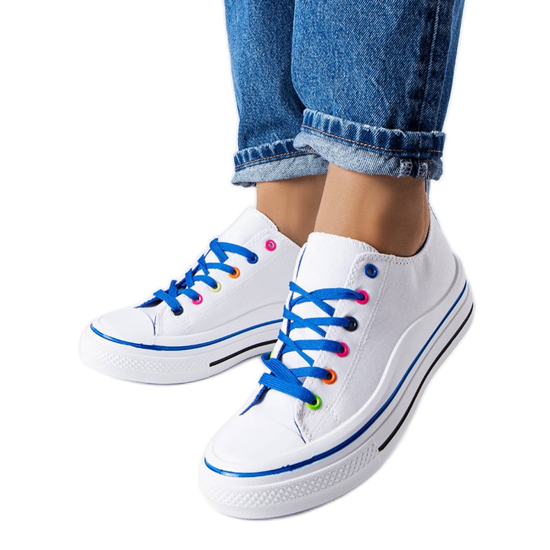 White and blue platform sneakers from Bois