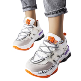 White sneakers made of combined materials from Donalina