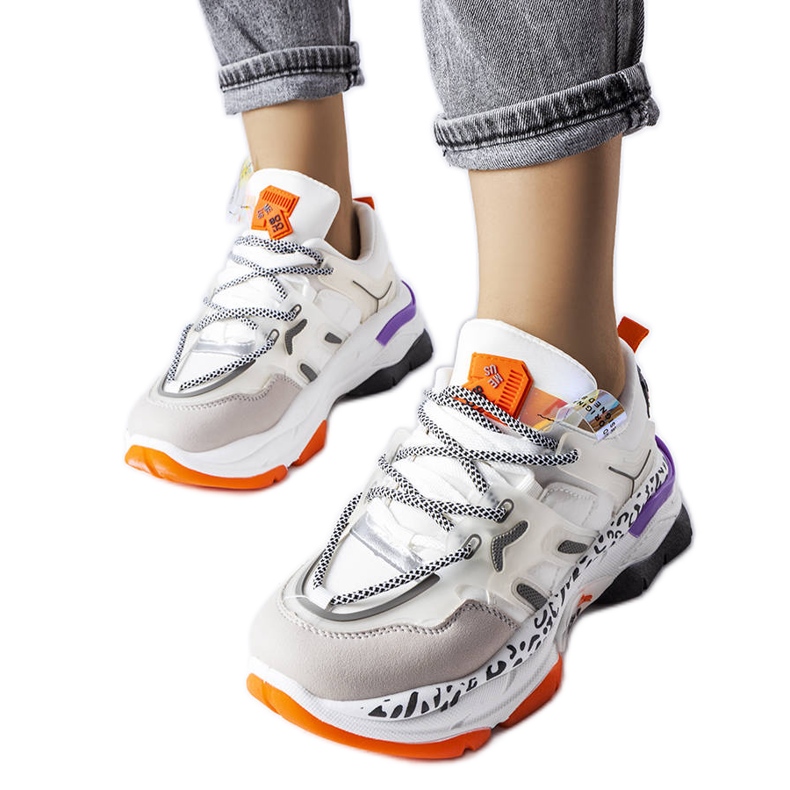 White sneakers made of combined materials from Donalina