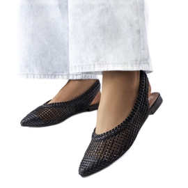 Black openwork ballerinas with an open heel from Maheu