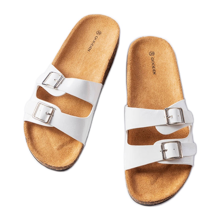 Cincinna white cork sole sliders