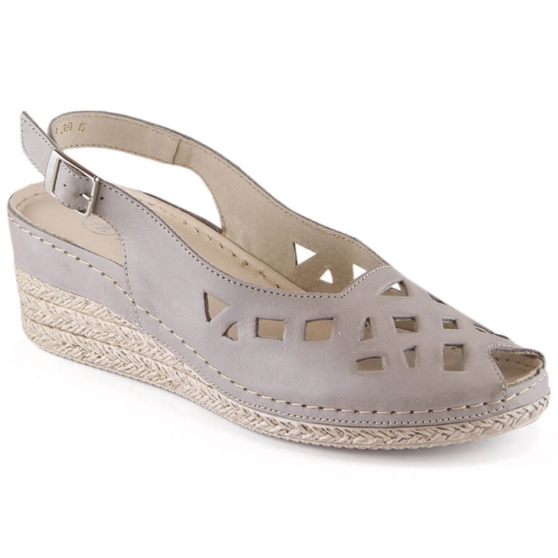 Comfortable women's leather wedge sandals gray Helios 110-33 grey Comfortable women's leather wedge sandals gray Helios 110-33 grey