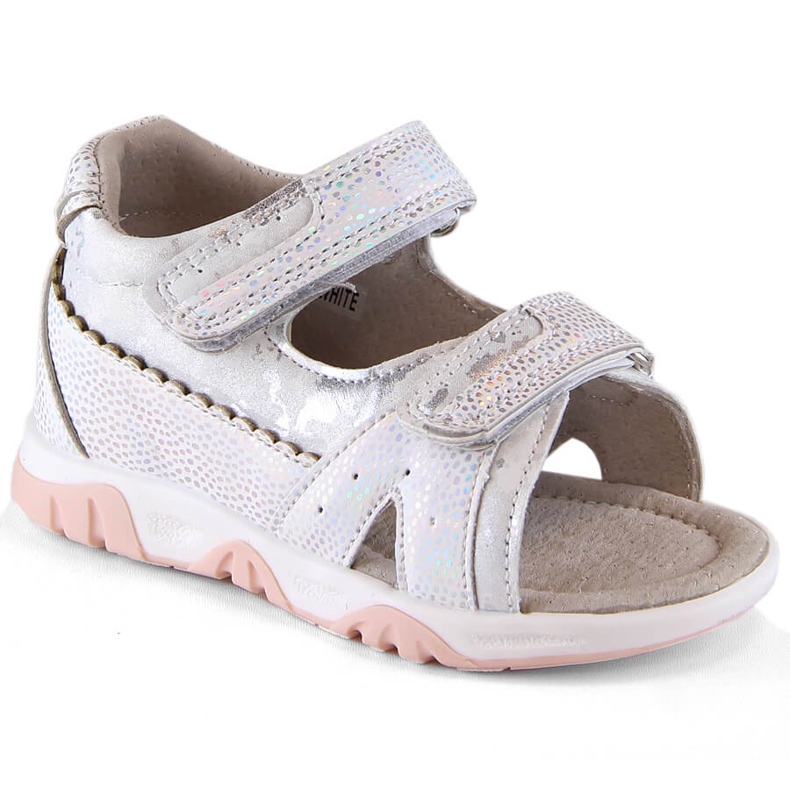 Evento Girls' sandals with velcro white silver Miss