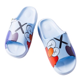BM Blue flip flops with prints BM Blue flip flops with prints