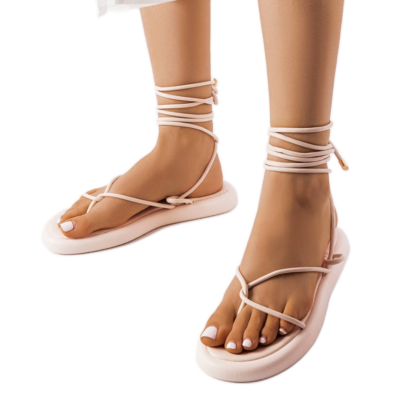 Beige lace-up sandals from Laurence Beige lace-up sandals from Laurence