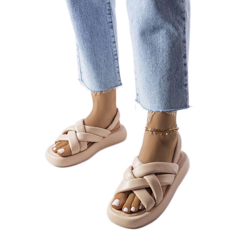 Beige platform slides from Primeau