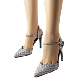 Gallia black shiny checkerboard heels Gallia black shiny checkerboard heels