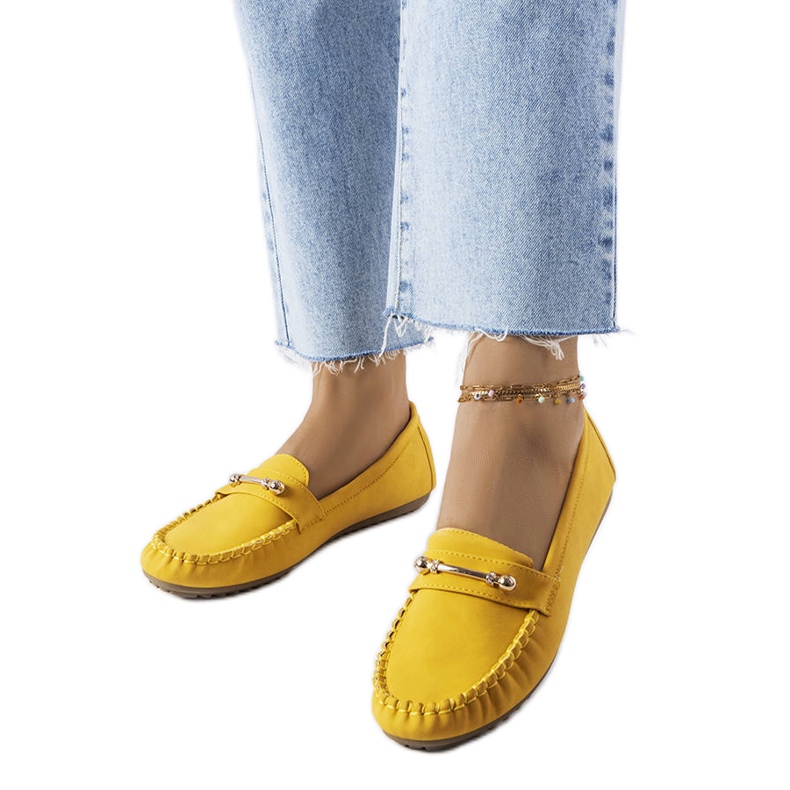 Yellow moccasins with a matte finish from Sorel