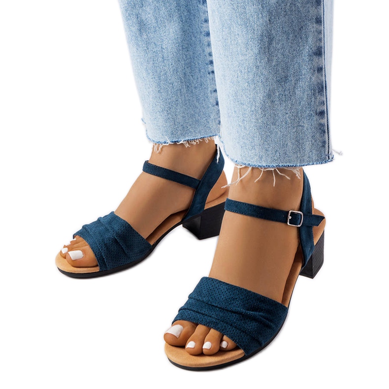 Navy blue low heel sandals from Broom