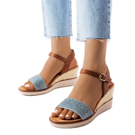 Miami blue wedge sandals