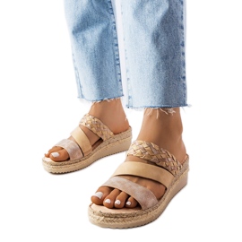 Beige wedge sandals from Boston
