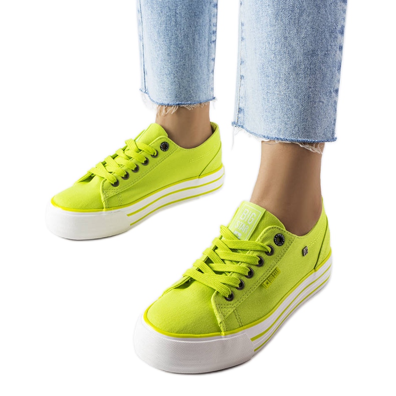 Green sneakers on the platform Big Star HH274057