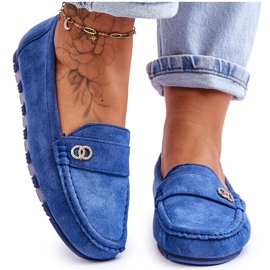 Castelo Blue Suede Slip On Loafers