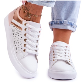 Classic Sports Shoes With Openwork Pattern White-Rose-Gold Happier Classic Sports Shoes With Openwork Pattern White-Rose-Gold Happier