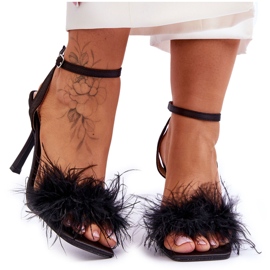 FB2 Women's Sandals With Feathers Black Tiffany