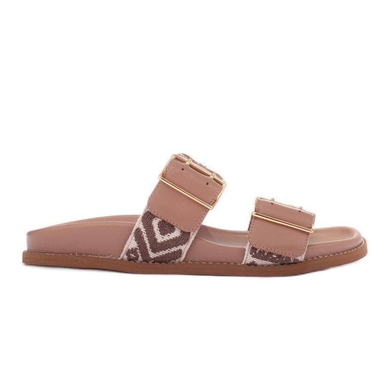 Marco Shoes Slippers with buckles beige Marco Shoes Slippers with buckles beige