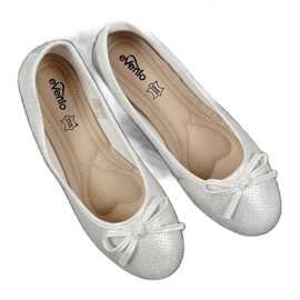 Women's ballet flats with a white silver bow eVento 1136 Women's ballet flats with a white silver bow eVento 1136