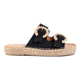 Women's black Shelovet buckle sliders Women's black Shelovet buckle sliders
