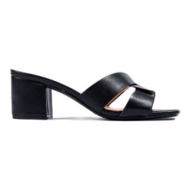 Shelovet black women's slides on the post