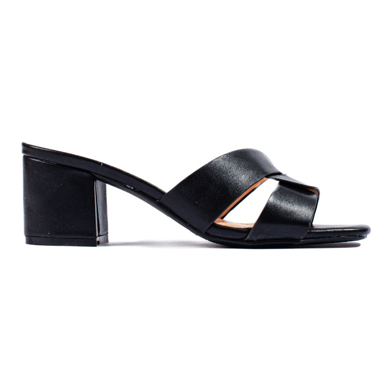 Shelovet black women's slides on the post