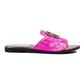 Women's pink flip-flops with gold decoration from Shelovet