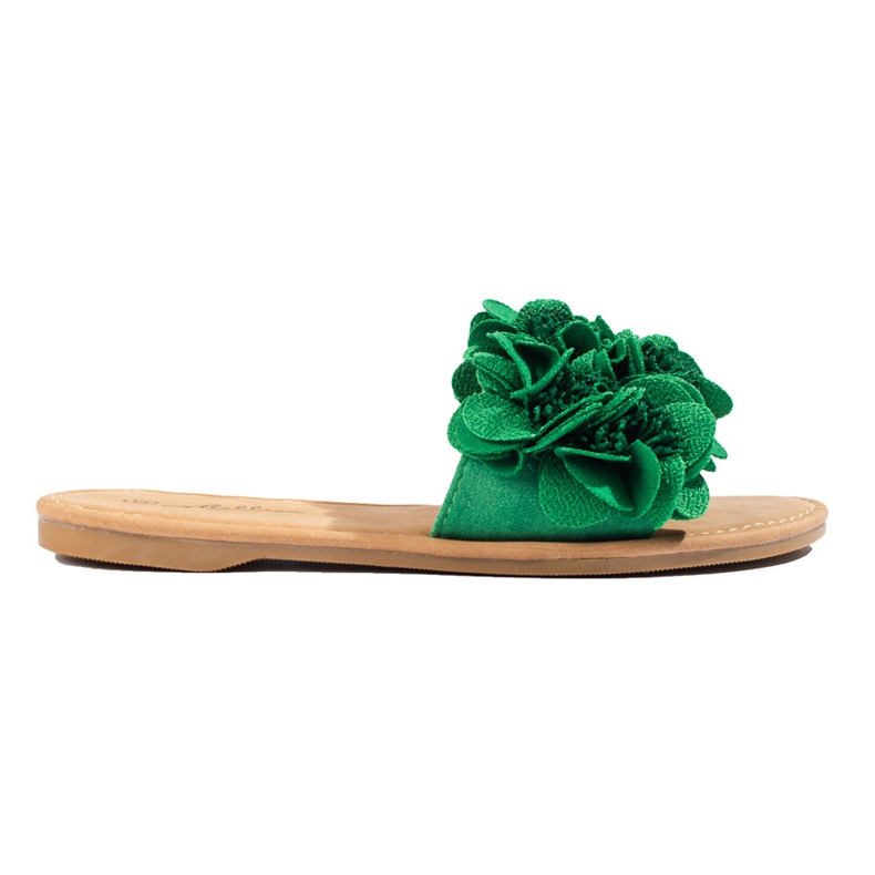 Women's green slippers with Shelovet flowers Women's green slippers with Shelovet flowers