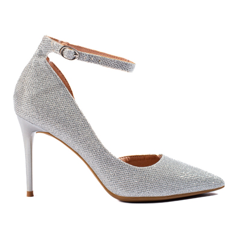Glittery silver women's Shelovet stiletto heel pumps Glittery silver women's Shelovet stiletto heel pumps