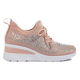 Shelovet pink textile wedge sneakers