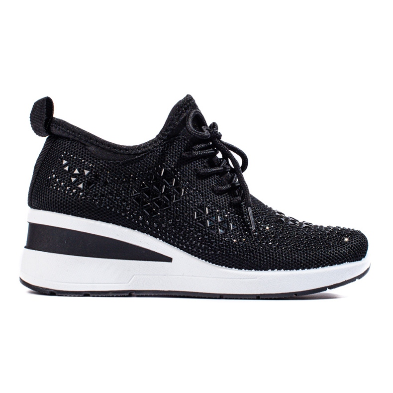 Shelovet black textile wedge sneakers